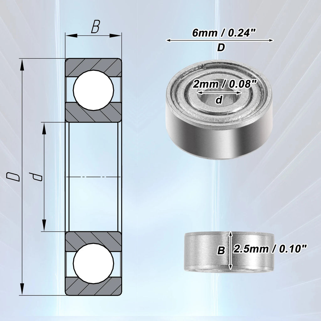 10 Pcs MR62ZZ Deep Groove Ball Bearings for Cars (Various Models)