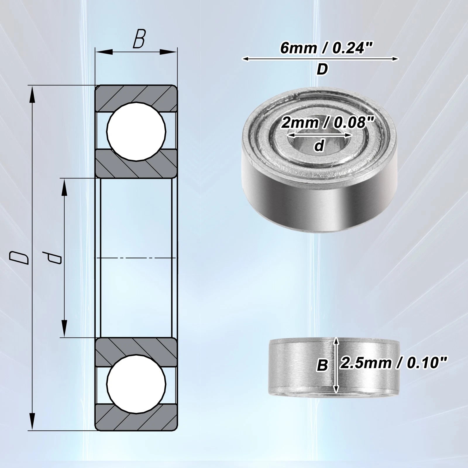 10 Pcs MR62ZZ Deep Groove Ball Bearings for Cars (Various Models)