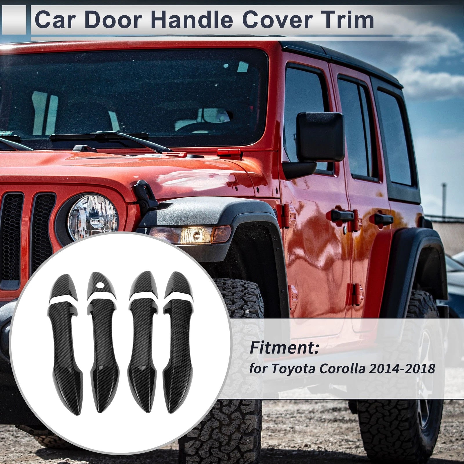Door Handle Cover Trim for Toyota Corolla (Carbon Fiber Black)