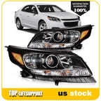 Headlight Assembly for Chevy Malibu (2013–2015) Black Housing with Bulbs