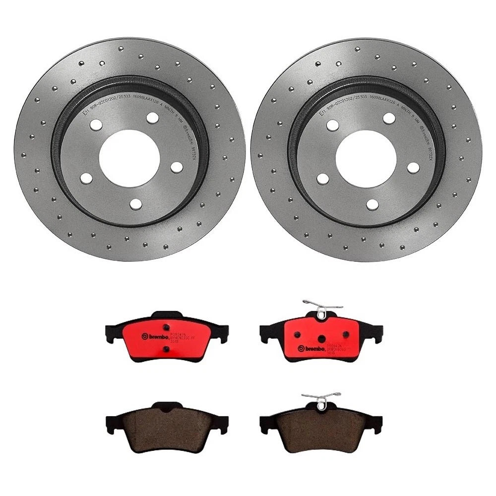 Brembo Xtra Rear Brake Kit for Mazda 3 (2004–2013) - Drilled Rotors, Ceramic Pads