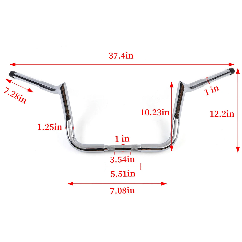 10" Meathook Ape Hanger Handlebars for Harley Touring Street Electra Glide