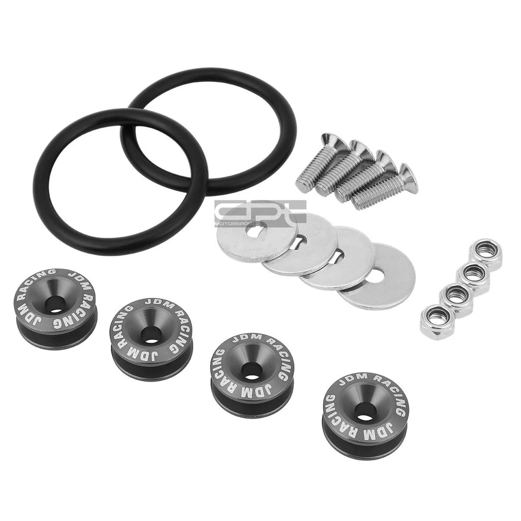 Set of 4 Gun Metal Aluminum Quick Release Fasteners for Car Bumper/Fender/Trunk