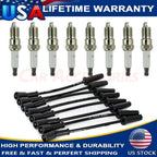 Set of 8 Spark Plugs & 9748UU Wires for Chevy GMC 4.8L 5.3L 6.0L