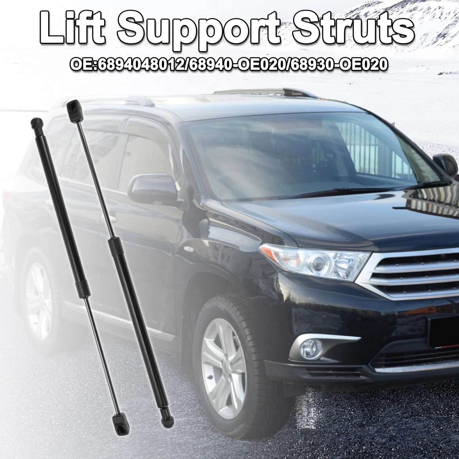Set of 2 Rear Glass Window Lift Supports Struts for Toyota Highlander (2008–2013)