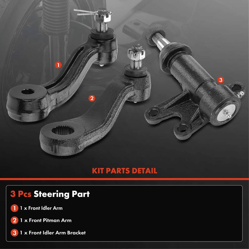 3X Pitman & Idler Arm with Bracket for Chevrolet Blazer Tahoe (1995–2005)