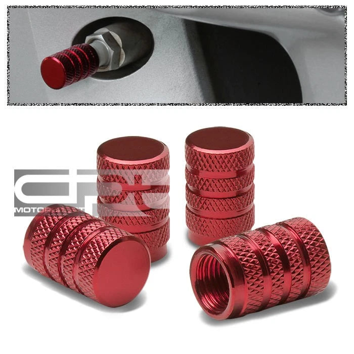 Set of 4 Aluminum Tire Rim Valve Air Port Dust Cover Caps Red