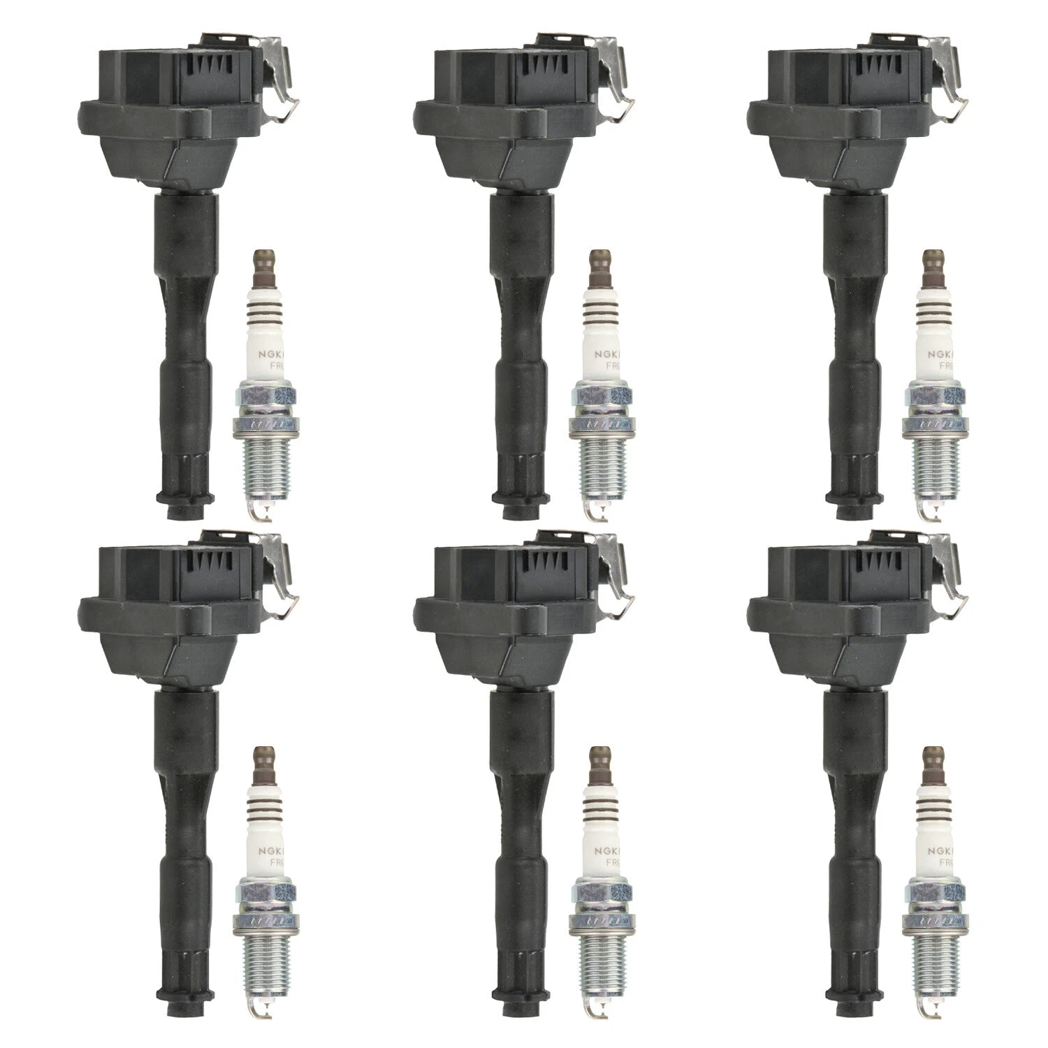Set of 6 Ignition Coils & NGK Ruthenium HX Spark Plugs for Audi A6 Quattro (1998–2005)