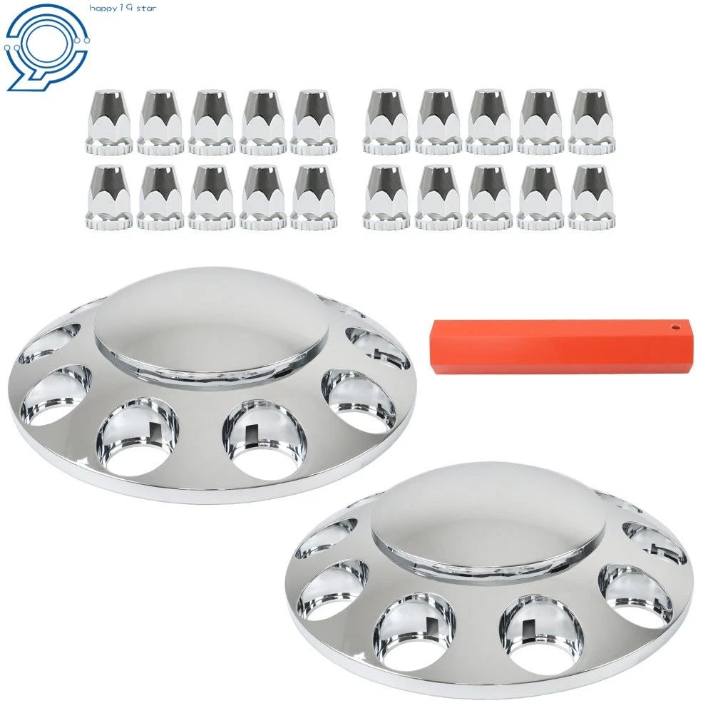 Set of 2 Chrome Wheel Center Caps for Front Axle