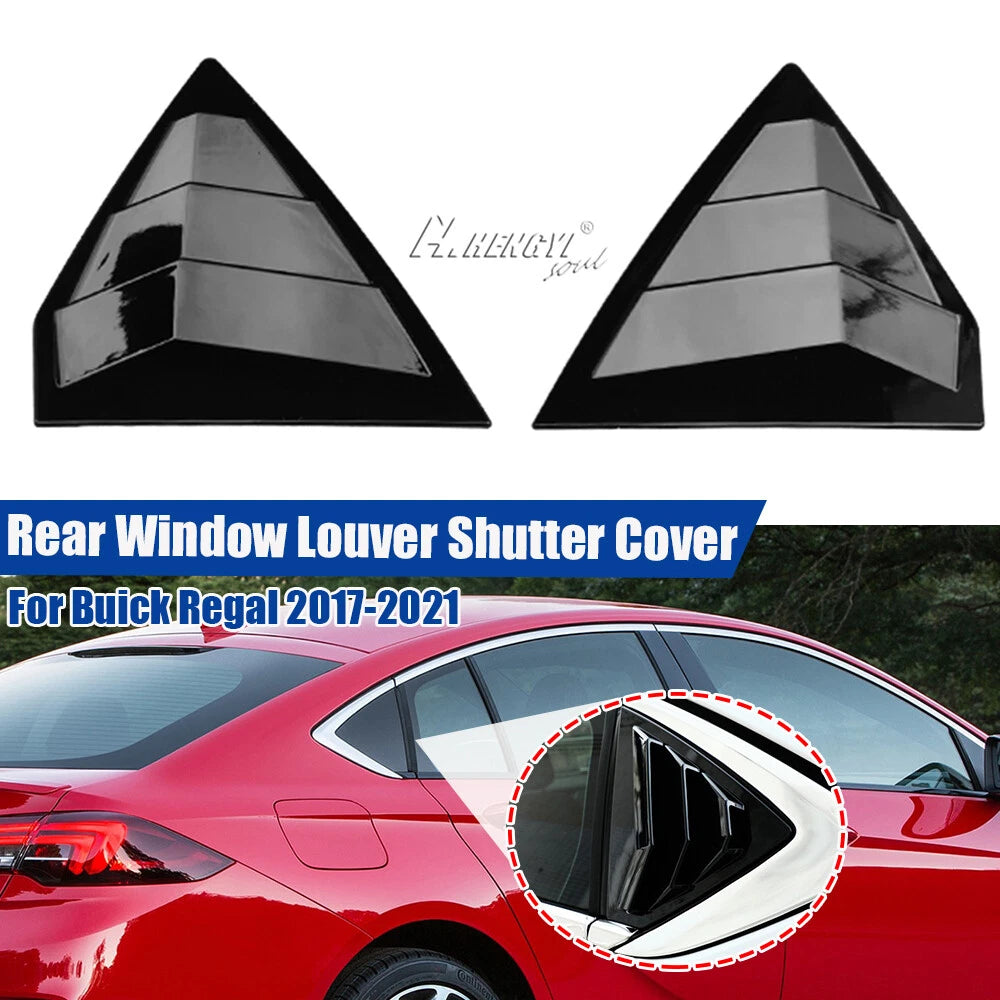 Gloss Black Rear Window Louver Shutter Cover for Buick Regal (2017–2021) Pair