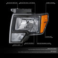 2X Black Housing Amber Corner LED Halo Ring Headlight for Ford F-150 (2009–2014)