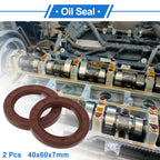 2X Oil Seal Rotary Shaft Seal FKM Rubber 40x60x7mm  
