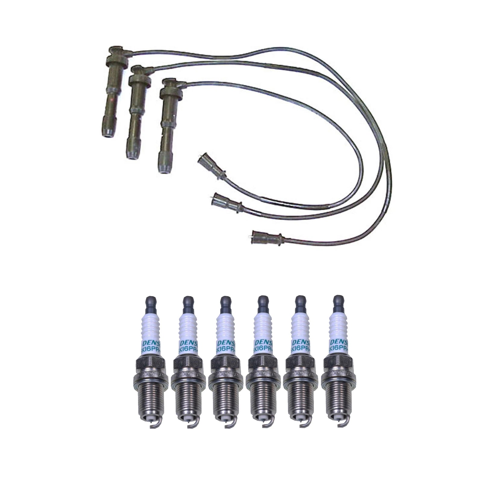 Denso 7mm Wire Set & 6 Iridium Spark Plugs .044 for Hyundai Kia V6