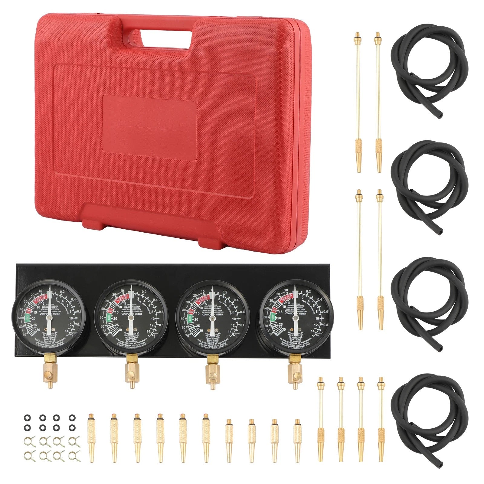 Motorcycle Engine Tuning Tool 4-Carb Synchronizer Kit with Universal Fittings