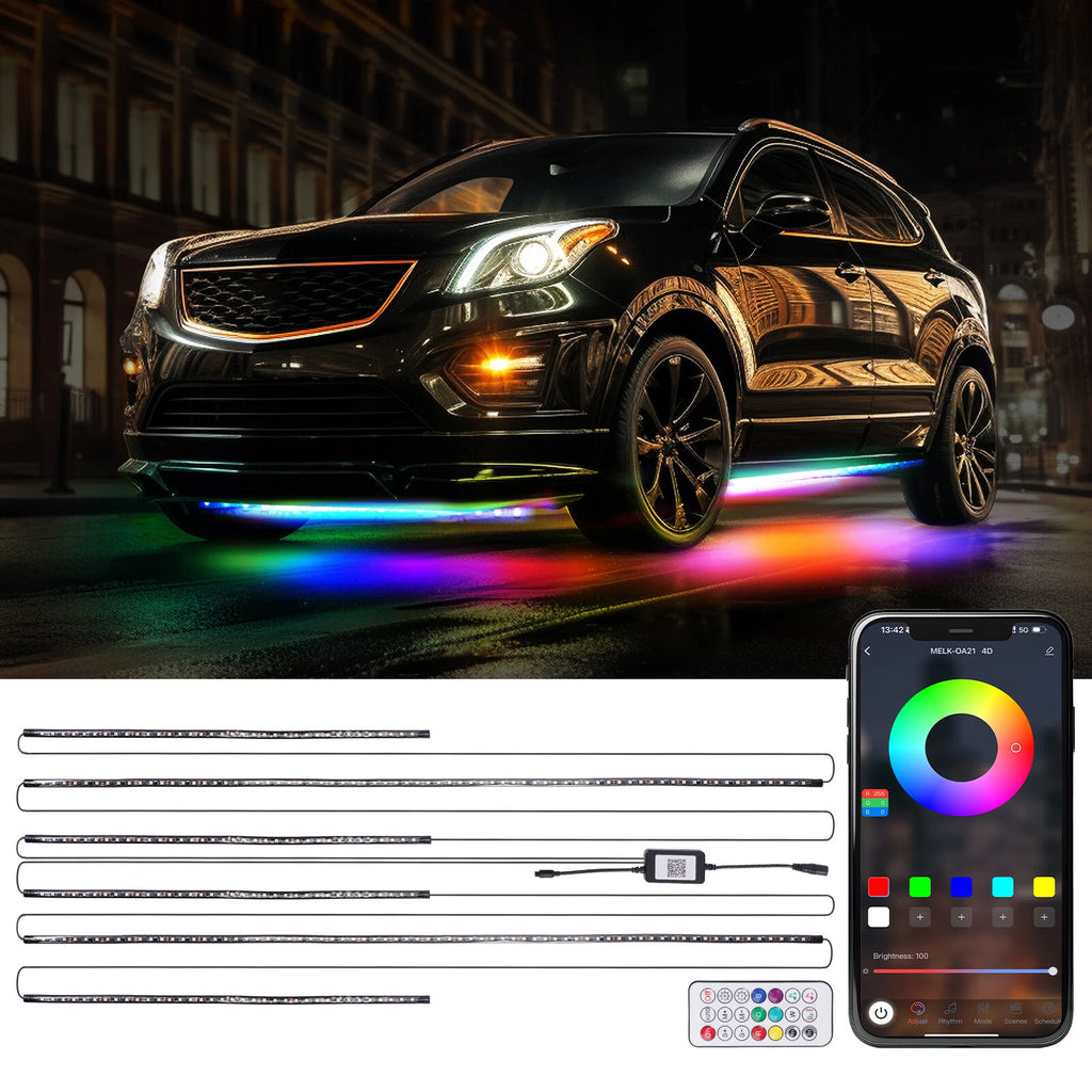 Set of 6 RGB Underglow LED Strip Lights for Car