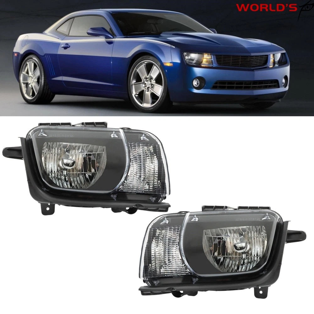 Pair of Halogen Headlights for Chevy Camaro (2010–2013) Black Housing