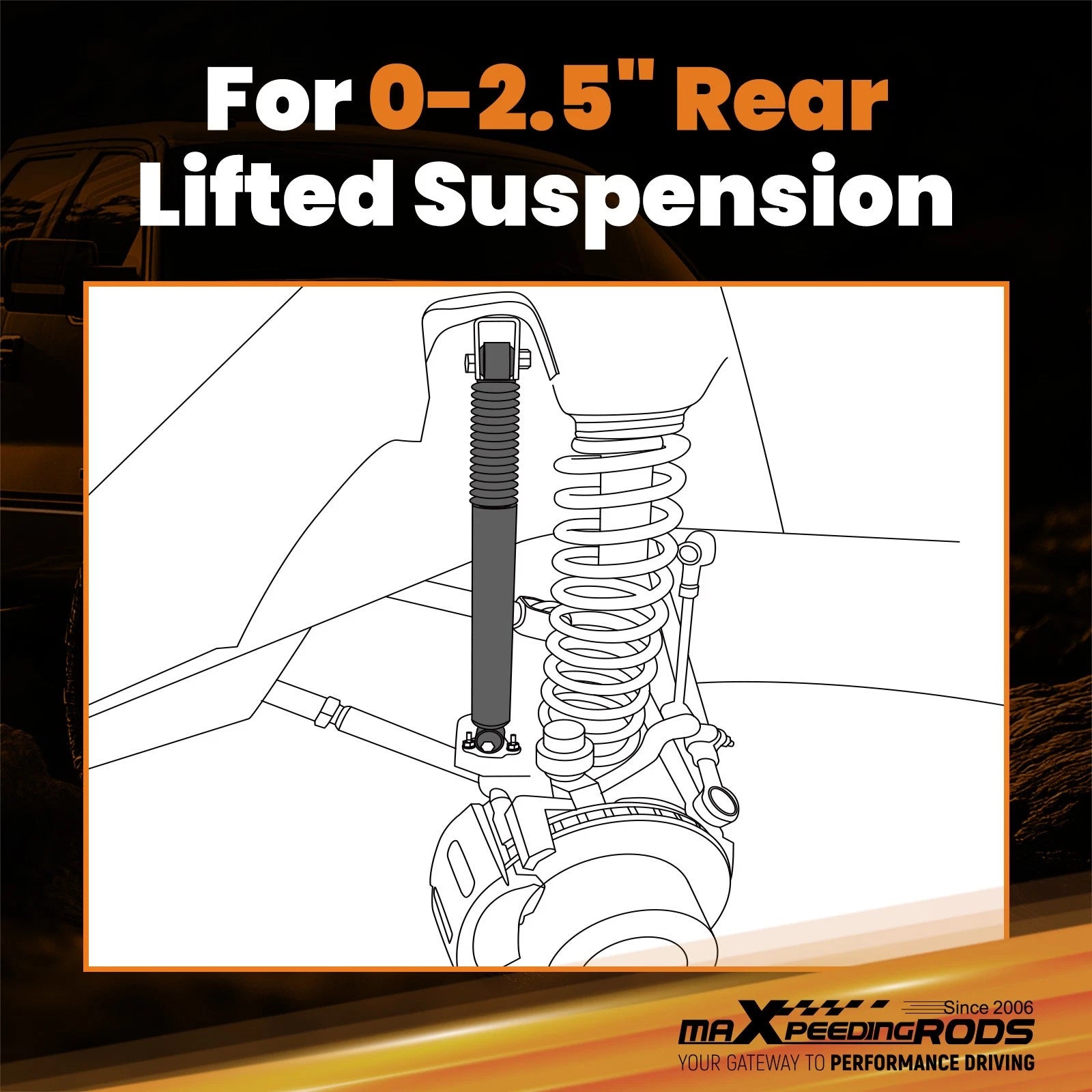 Rear Shock Absorbers for Jeep Grand Cherokee 2WD 4WD (1999–2004) 0-2.5" Lift