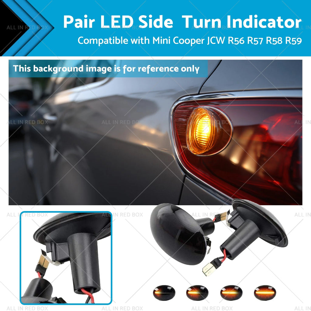 2X Black Smoked LED Side Indicator Repeater Light for Mini Cooper R56 (2007–2013)