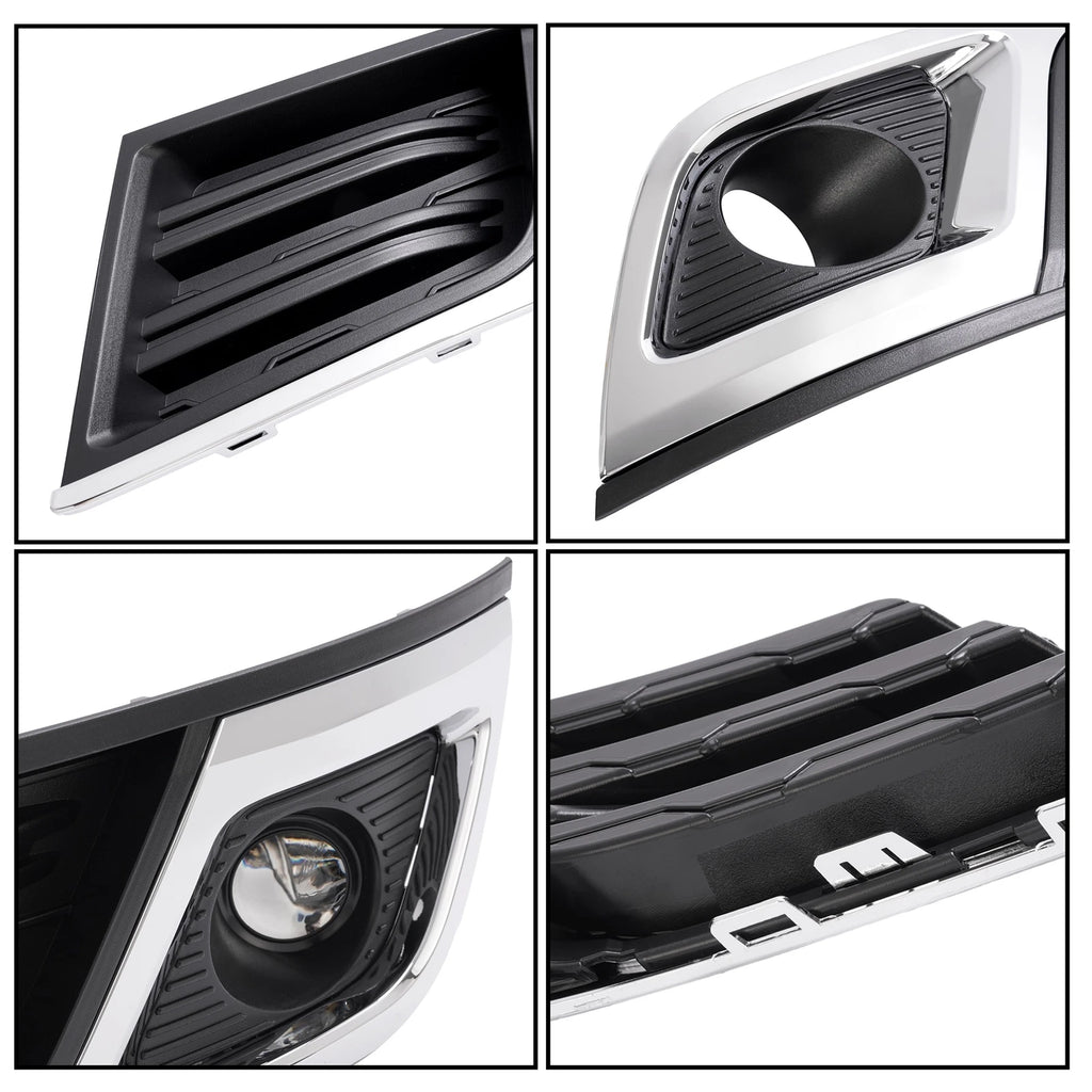 Pair Front Fog Lights with Bezel Trim for Chevrolet Traverse (2013-2017)