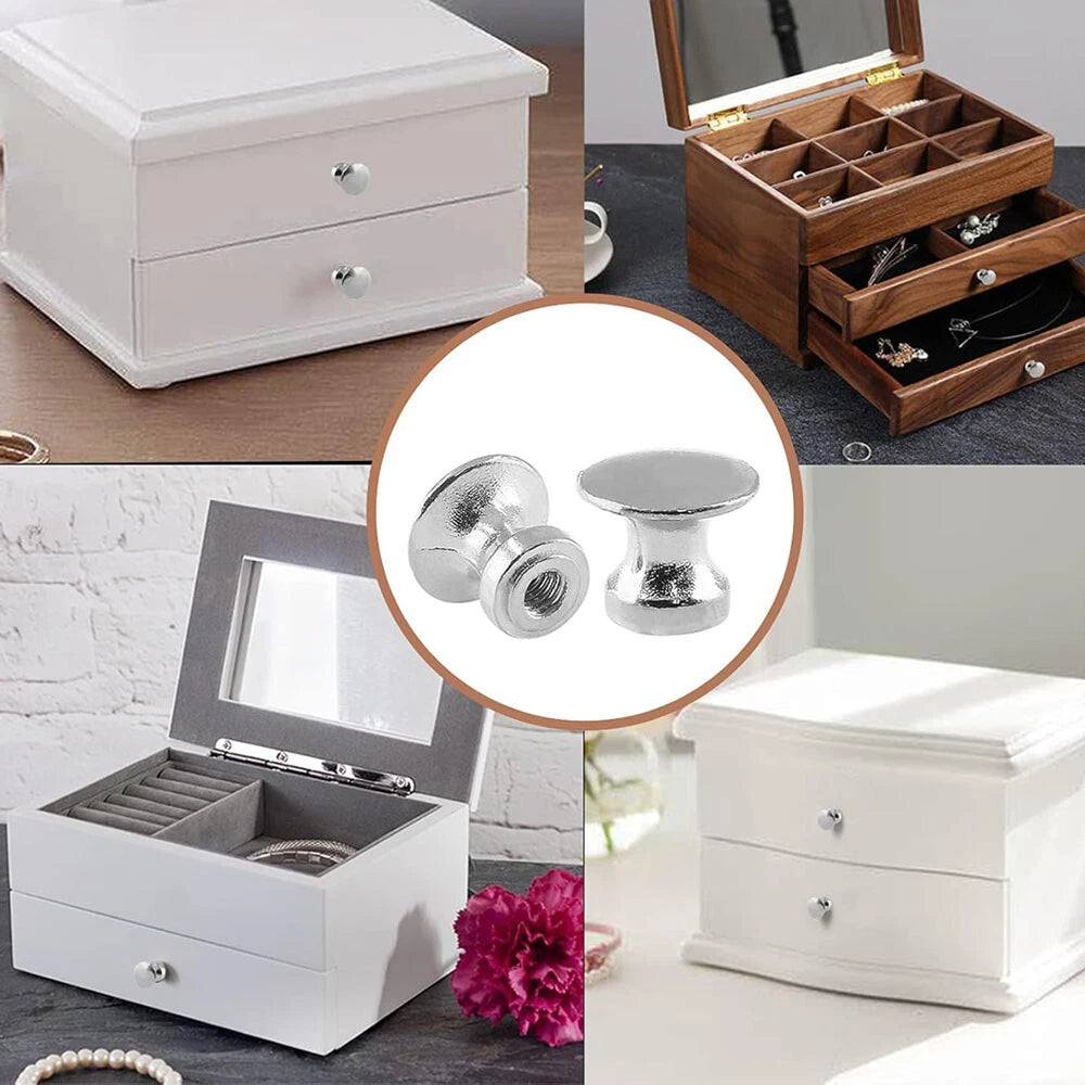 12Pcs Silver Vintage Mini Knob Pull Handle for Cabinet Jewelry Box