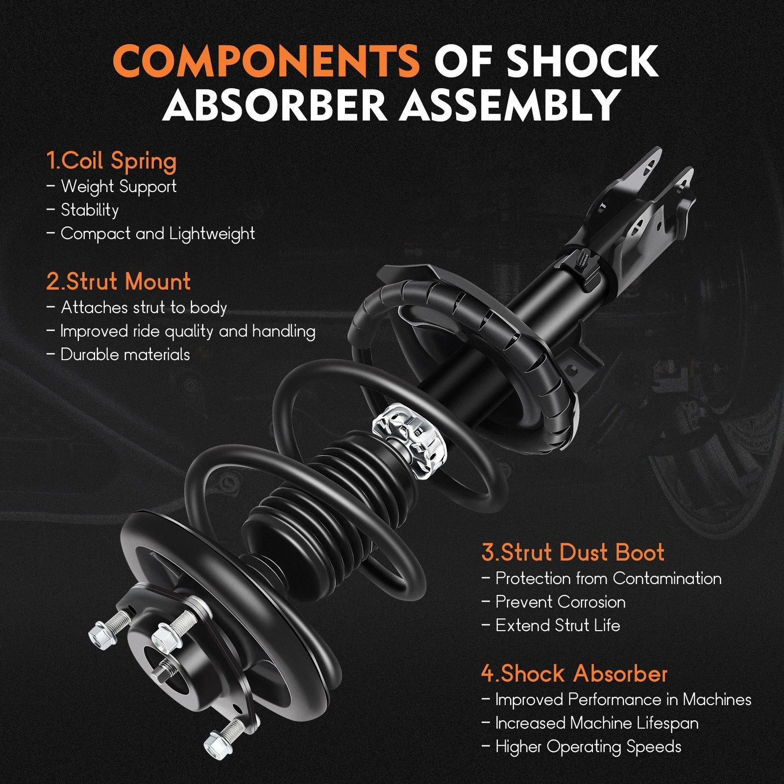 Set of 4 Complete Struts Shocks Springs for Mitsubishi Lancer (2008–2010)