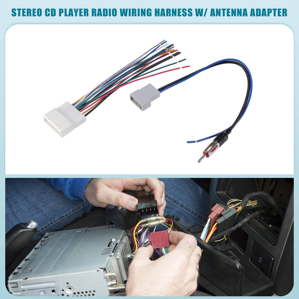 Set of 1 Car Stereo Wiring Harness with Antenna Adapter for Nissan 