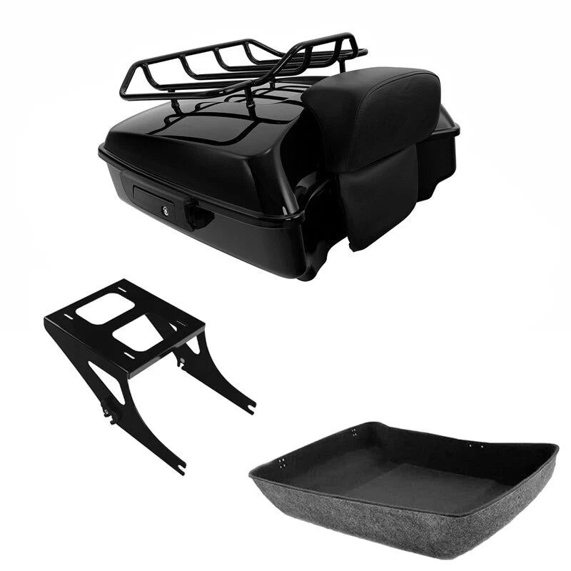 Chopped Trunk Backrest Pad Rack Mount for Harley Softail Fat Boy (2008–2017)