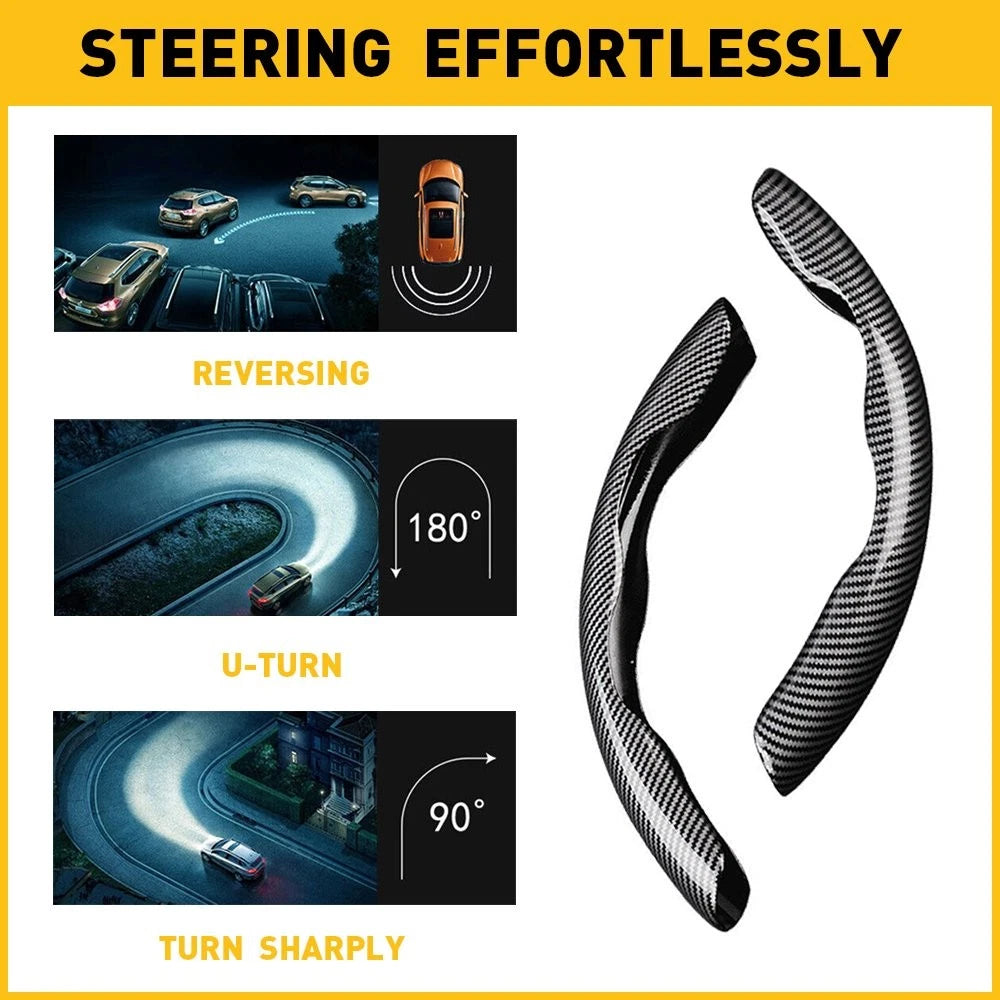 Black Carbon Fiber Steering Wheel Booster Cover Non-Slip Universal