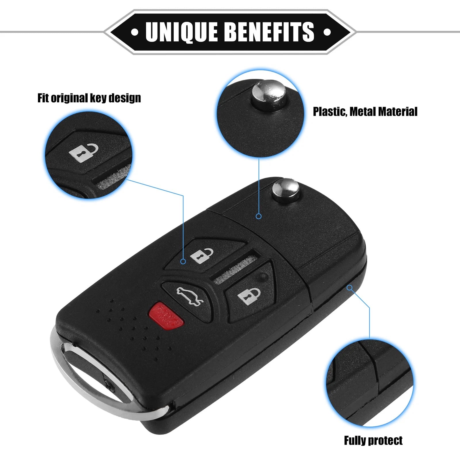 Set of 4 Keyless Entry Remote Key Covers for Mitsubishi (No Chip)