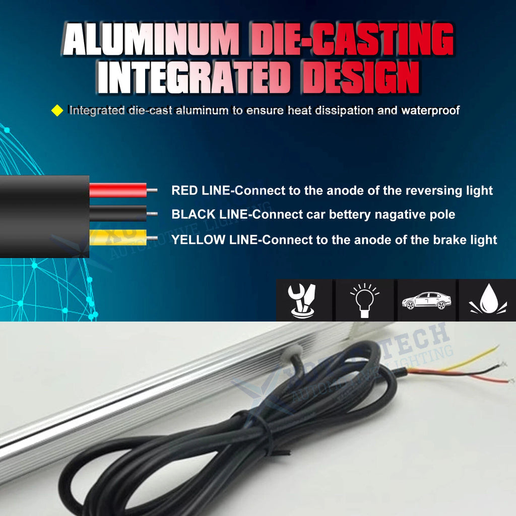 White Red Bolt-On LED License Plate Backup Reverse Brake Light Bar for Car (30-SMD) (2024-2025)