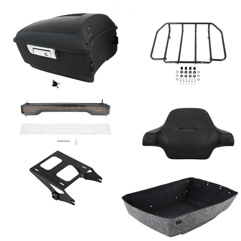 Trunk Backrest Pad Rack Light Mount for Harley Road Glide (2014–2026)