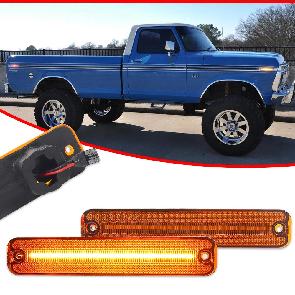 Amber LED Front Side Marker Lights for Ford F100 F150 F250 F350 (1973–1979)
