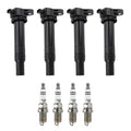 Set of 4 Ignition Coils & Spark Plugs for Hyundai Accent, Kia Rio (2006–2019)