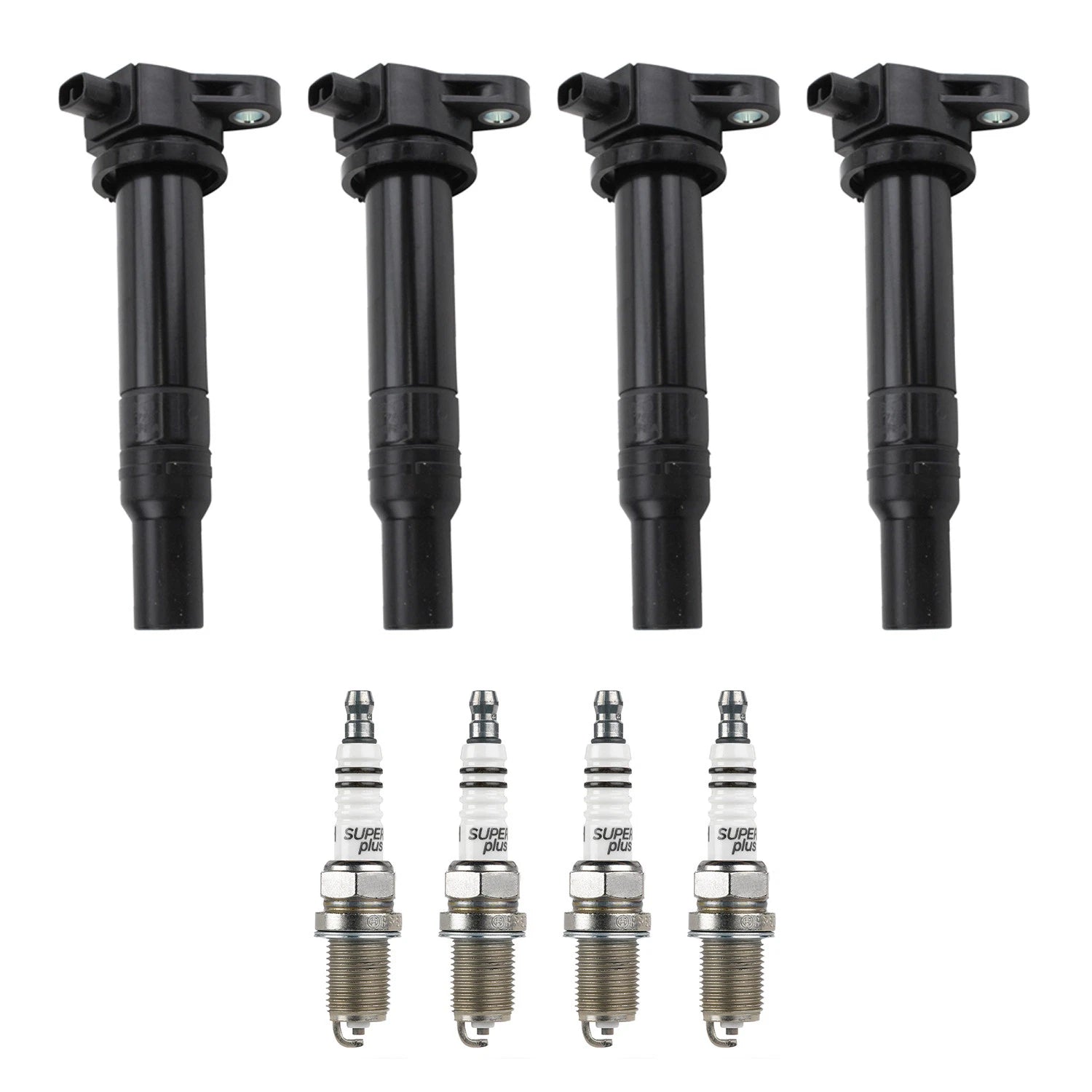 Set of 4 Ignition Coils & Spark Plugs for Hyundai Accent, Kia Rio (2006–2019)