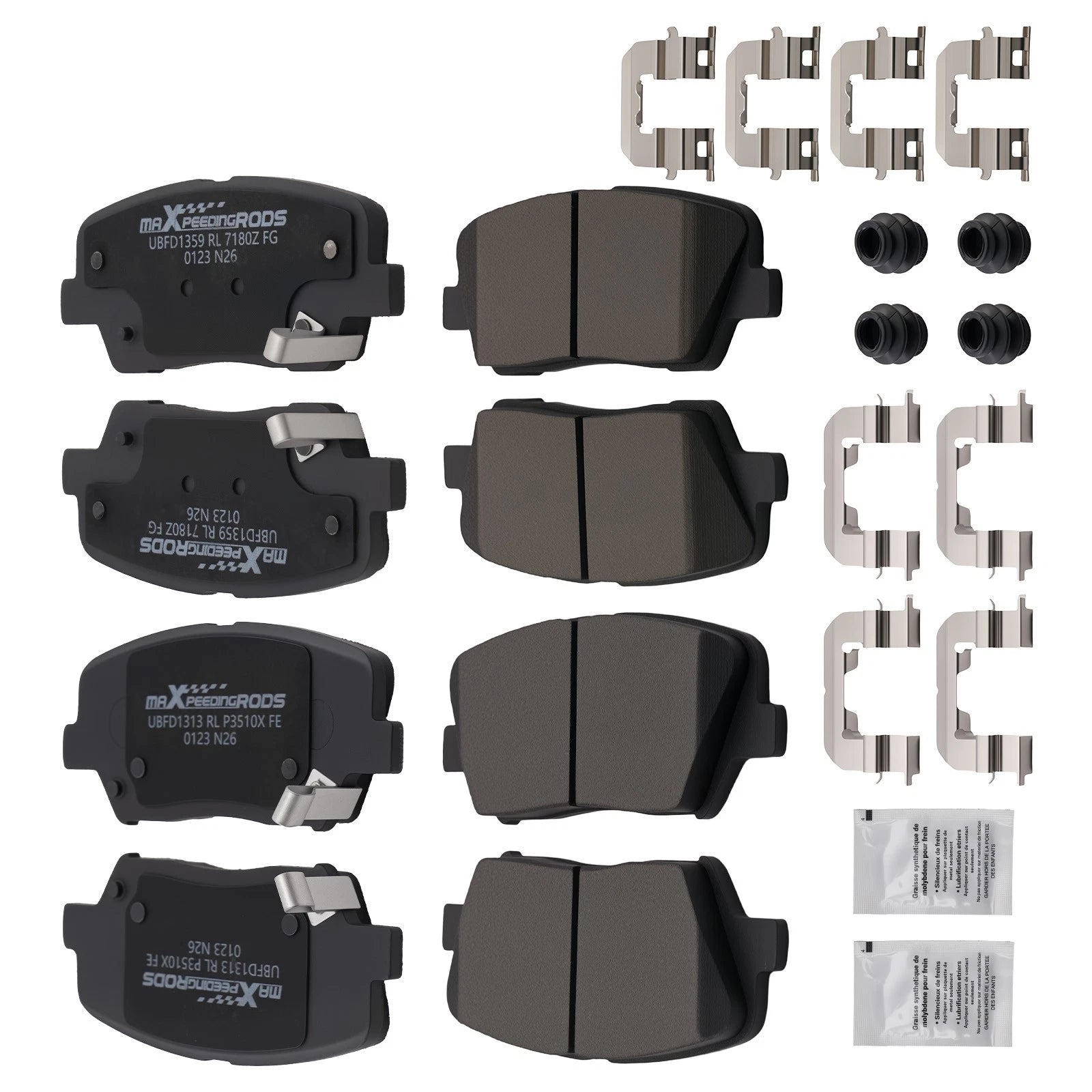 Set of 4 Front Rear Brake Pads for Hyundai Santa Fe (2010–2012) D1432 D1284