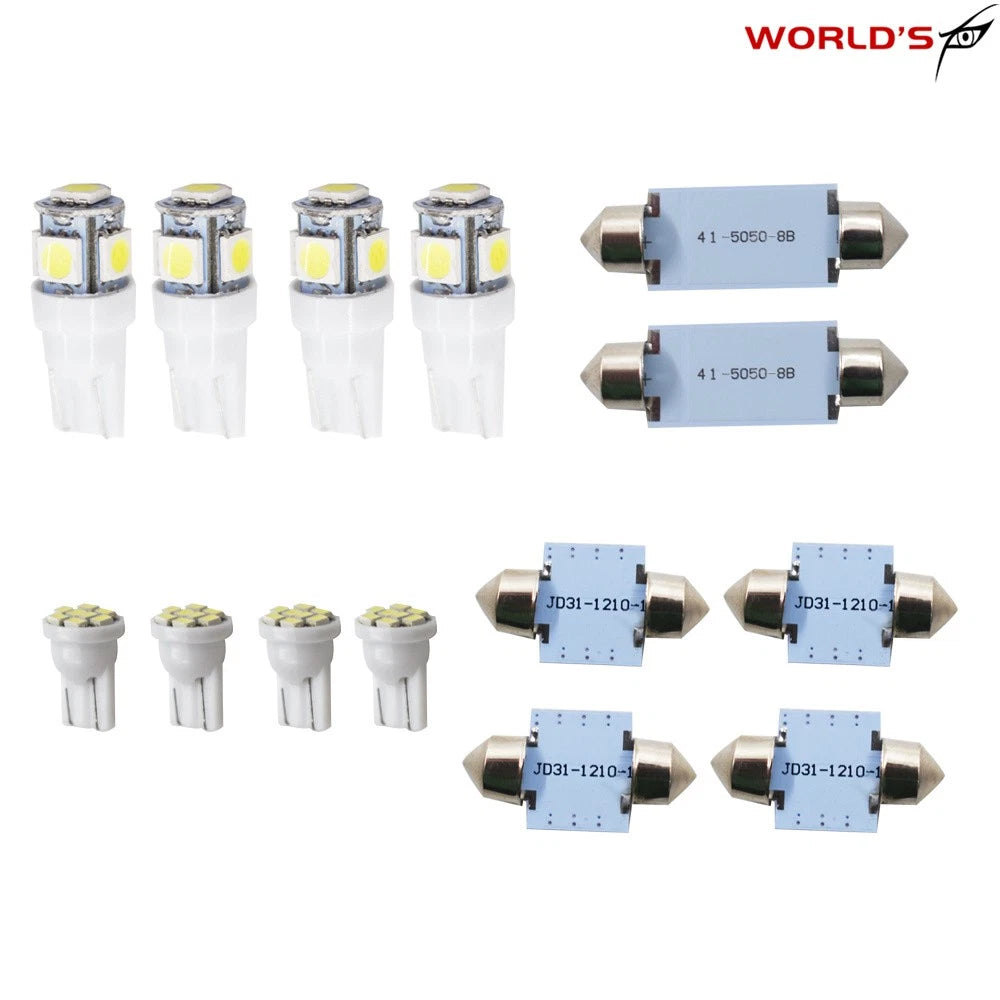 14X LED Interior Package Kit for T10 Dome License Plate Light Bulbs