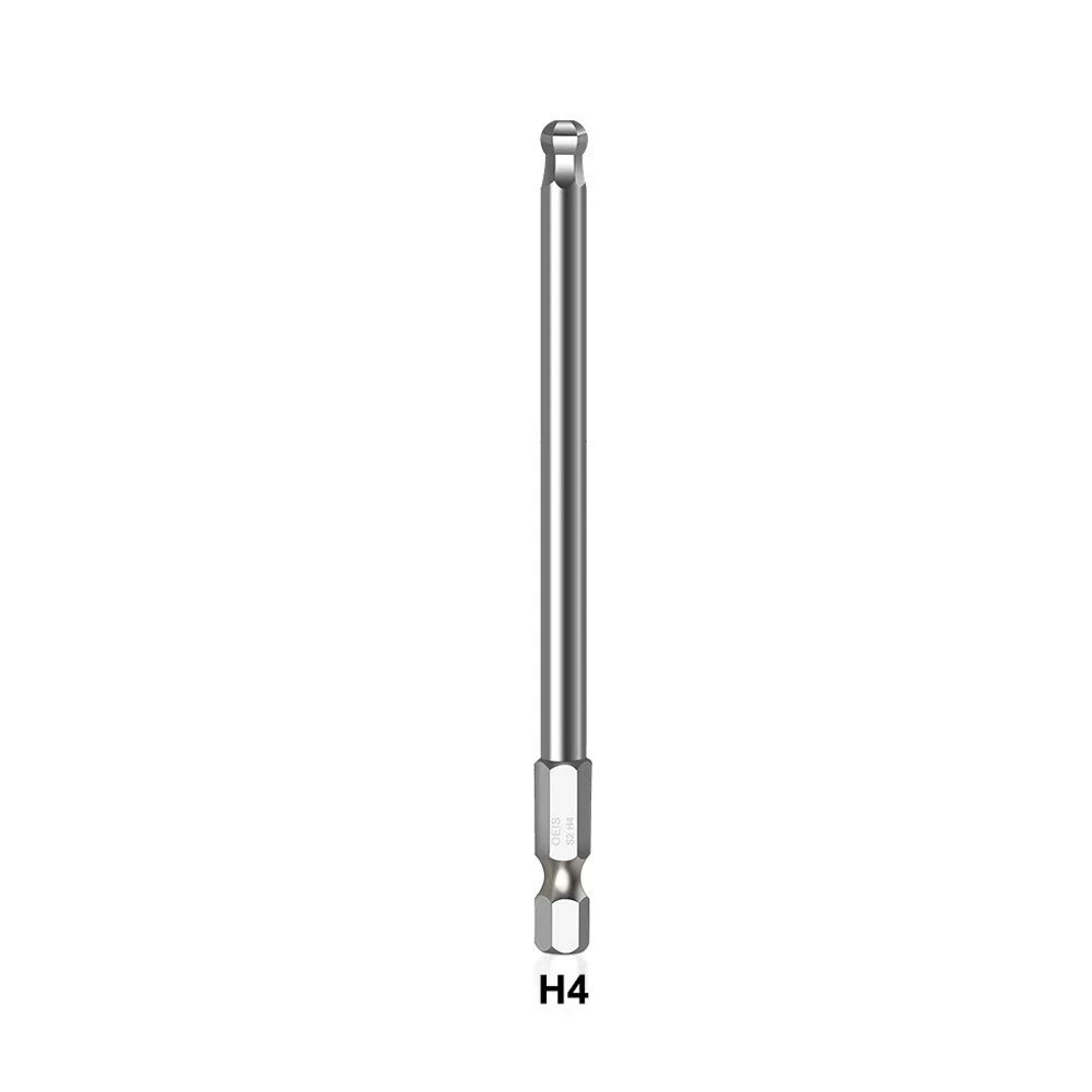 Screwdriver Bit Ball End 1/4'' Hex 100mm Magnetic Metric