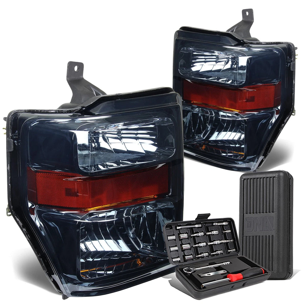 Pair of Smoked/Amber Corner Headlight Lamps for Ford Super Duty (2008–2010)
