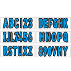 Set of 4 Marine Alpha-Numeric Registration Number Letter Sticker Decals Blue