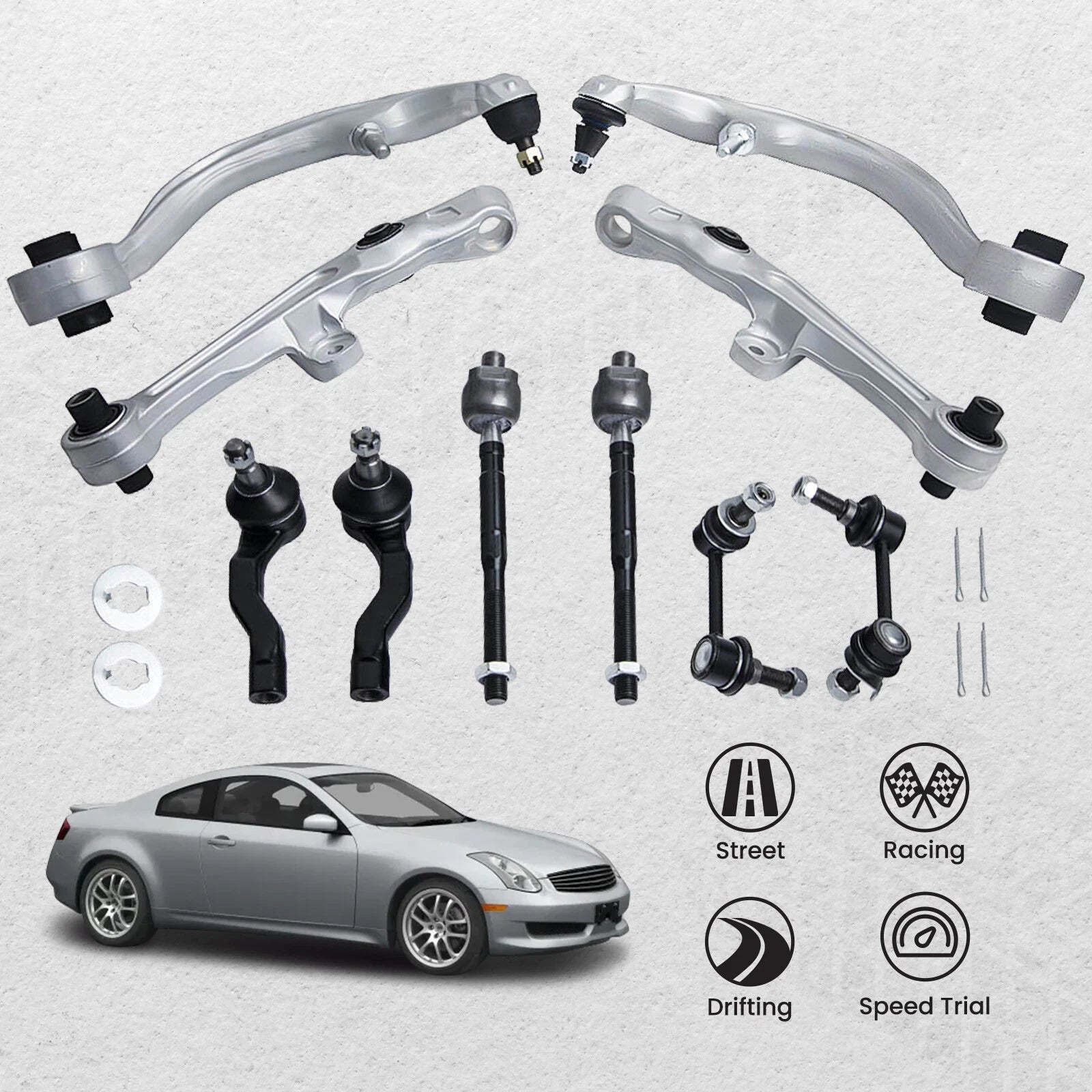 Set of 10 Front Lower Control Arms with Ball Joints for Nissan G35 350Z (2003–2009)