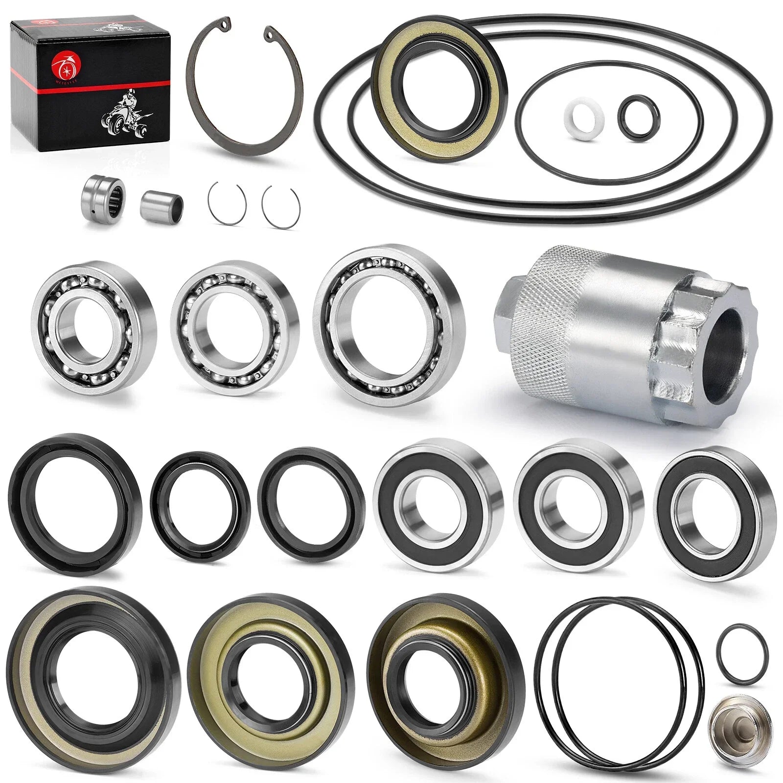 Rear Diff Bearing Seal Kit & Nut for Honda Rancher TRX350