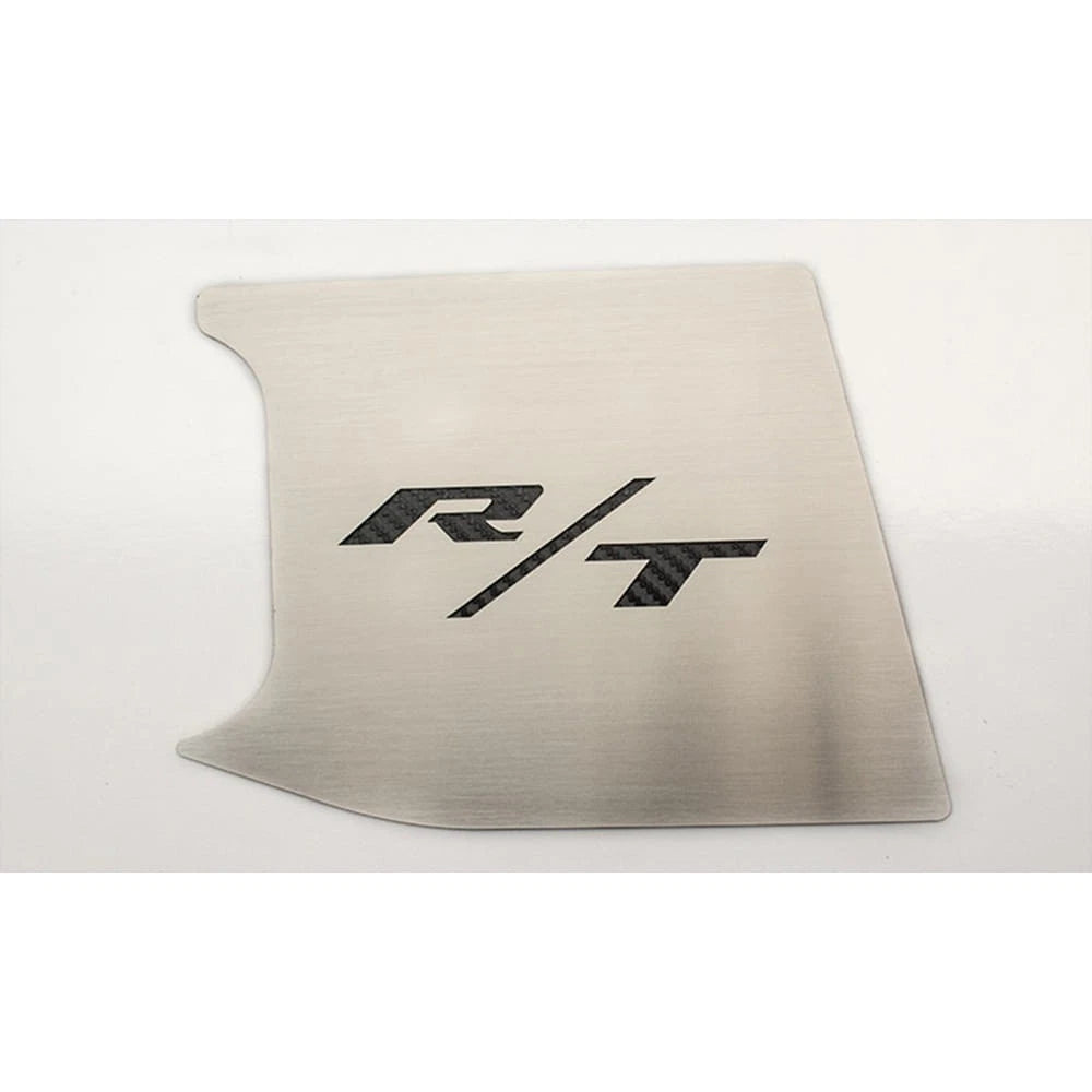 ABS Top Plate w/White C-Fiber 'R/T' Inlay for 2015-19 Challenger fits OEM Cover