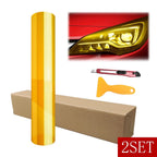 Set of 2 Gloss Golden Yellow Tint Vinyl Film for Headlights/Fog Lights