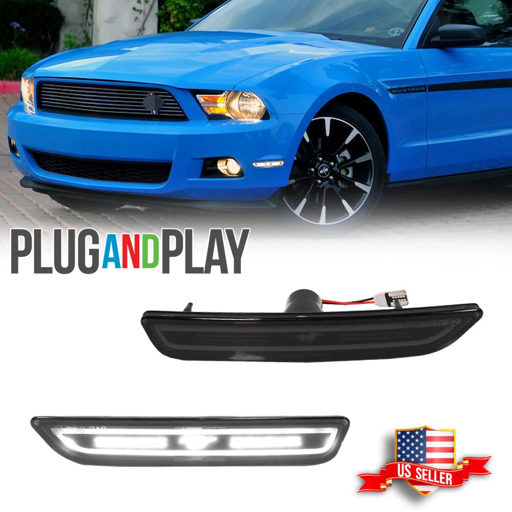 2X Smoked Front Side Marker Lights for Ford Mustang (2010–2014)