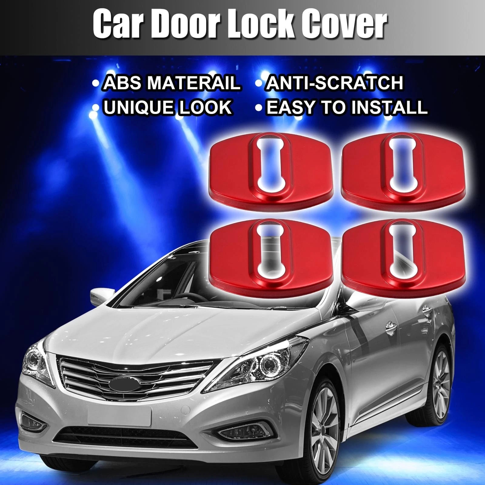 Set of 4 Door Lock Latches Covers for Hyundai Kia  Red