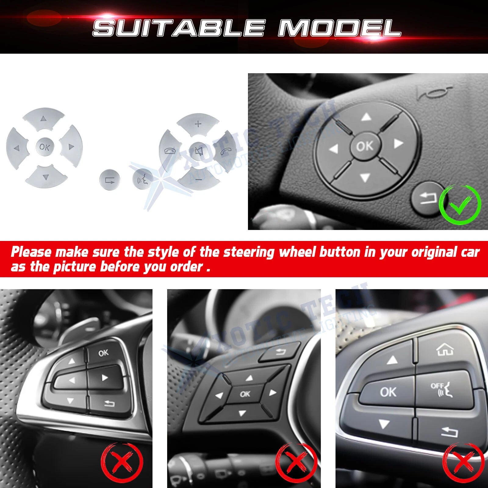Steering Side Button Cover Trims for Mercedes-Benz C E S-Class (W204-W212)