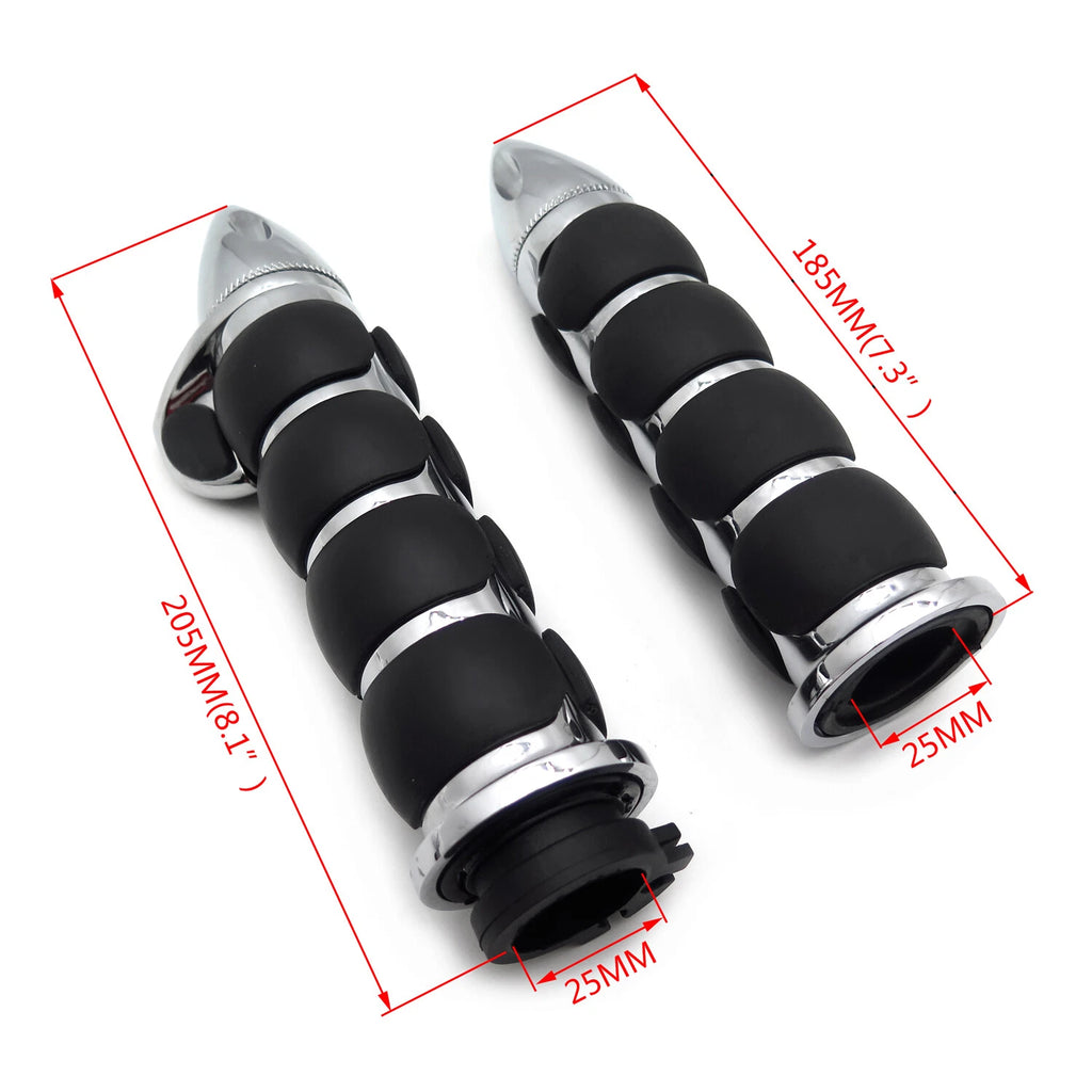 Chrome 25mm Bullet Handlebar Grip Rubber Throttle Boss for Harley Fat Boy