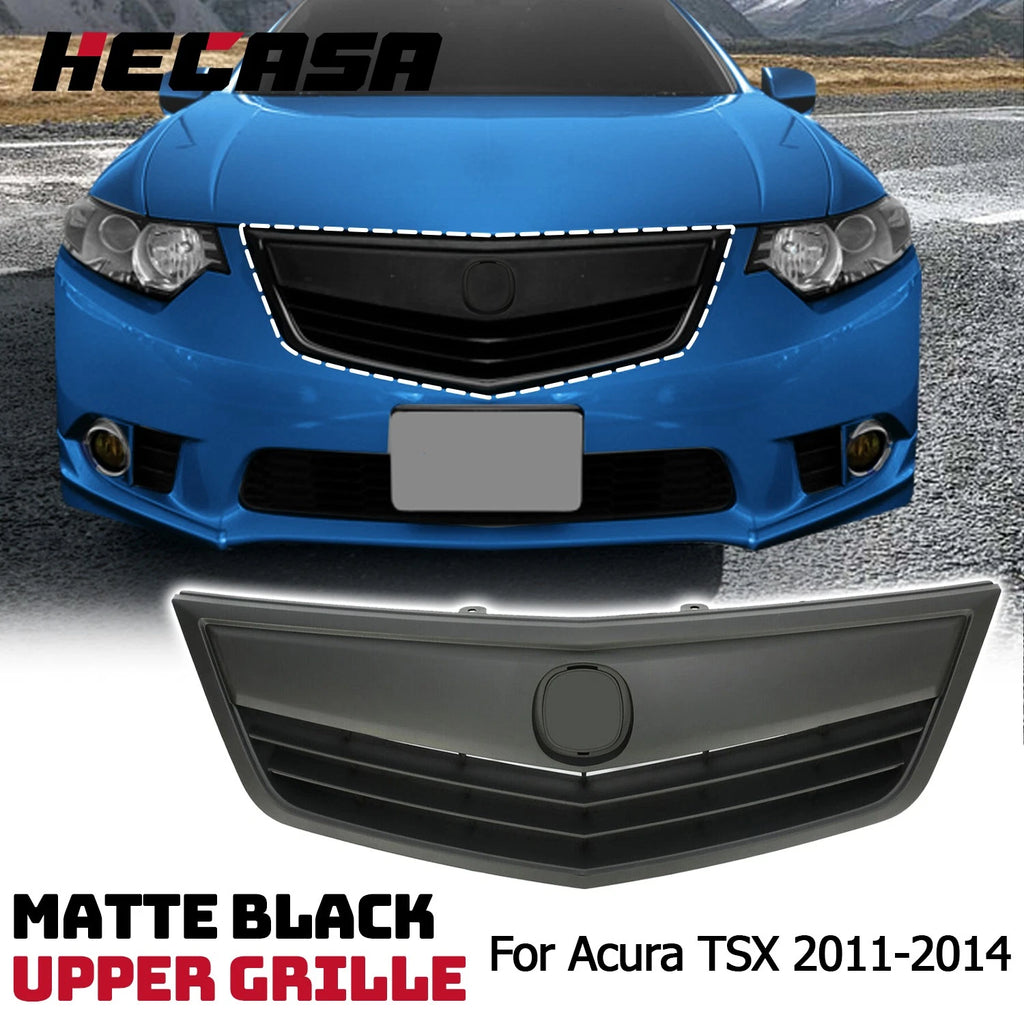Front Bumper Upper Mesh Grille Trim for Acura TSX (2011–2014) Matte Black