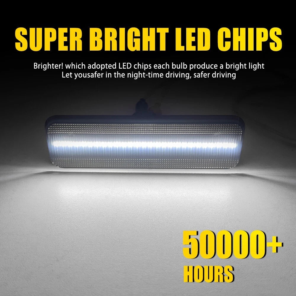 2PC Clear Lens White LED Front Side Marker Light for Dodge D100 D150 D250 (1972–1993)