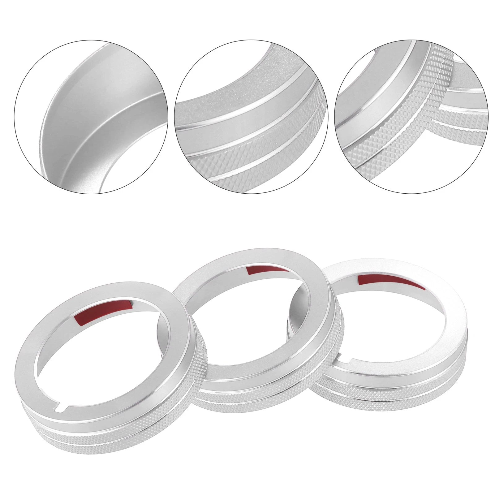 Set of 3 AC Air Conditioner Switch Knob Covers for Mazda CX-3 (2015) Silver Tone